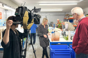 BBC East Midlands news Sarah Teale and Colin demonstrating a filter
