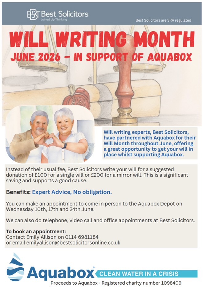 Best Solicitors choose Aquabox for their ‘June Will writing month’ partner.
